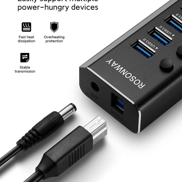 New Powered USB Hub Rosonway 16 Ports 100W USB 3.0 - Picture 3 of 7